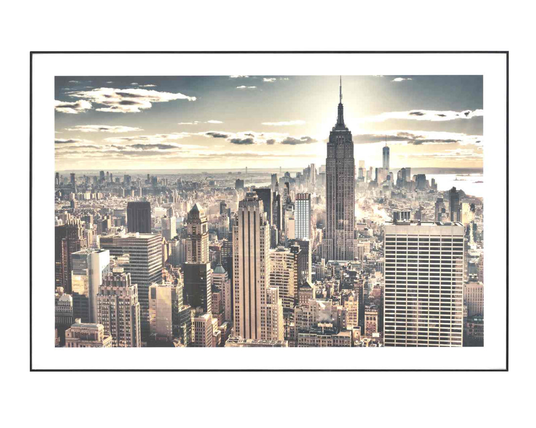 アートポスター アートパネル ニューヨーク マンハッタン 摩天楼ビル 夕陽 朝日 日没 日の出 日の入り 都会 アメリカ おしゃれ 北欧 リビング 玄関